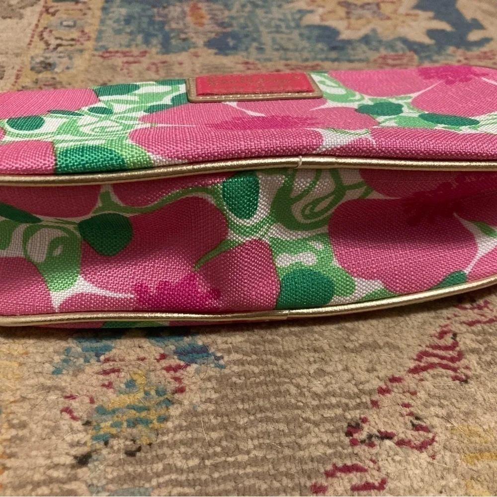 Lilly Pulitzer Estée Lauder Pink And Green Floral Makeup Zipper Bag
